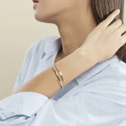 Bracelet Jonc Loise 2 Fils Carres Or Bicolore