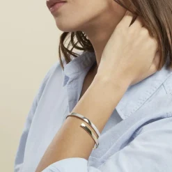 Bracelet Jonc Loise 2 Fils Carres Or Bicolore