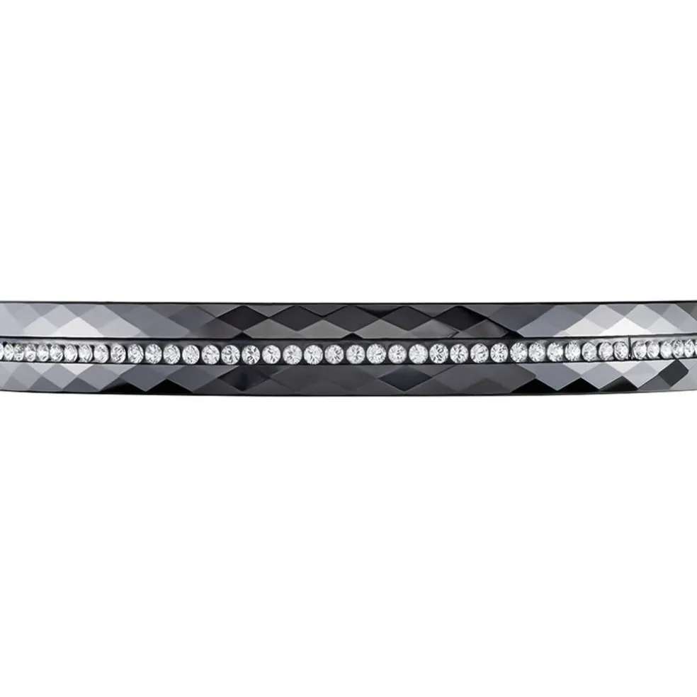 Bracelet Jonc Lola Cera Ceramique Noir Strass Et Céramique