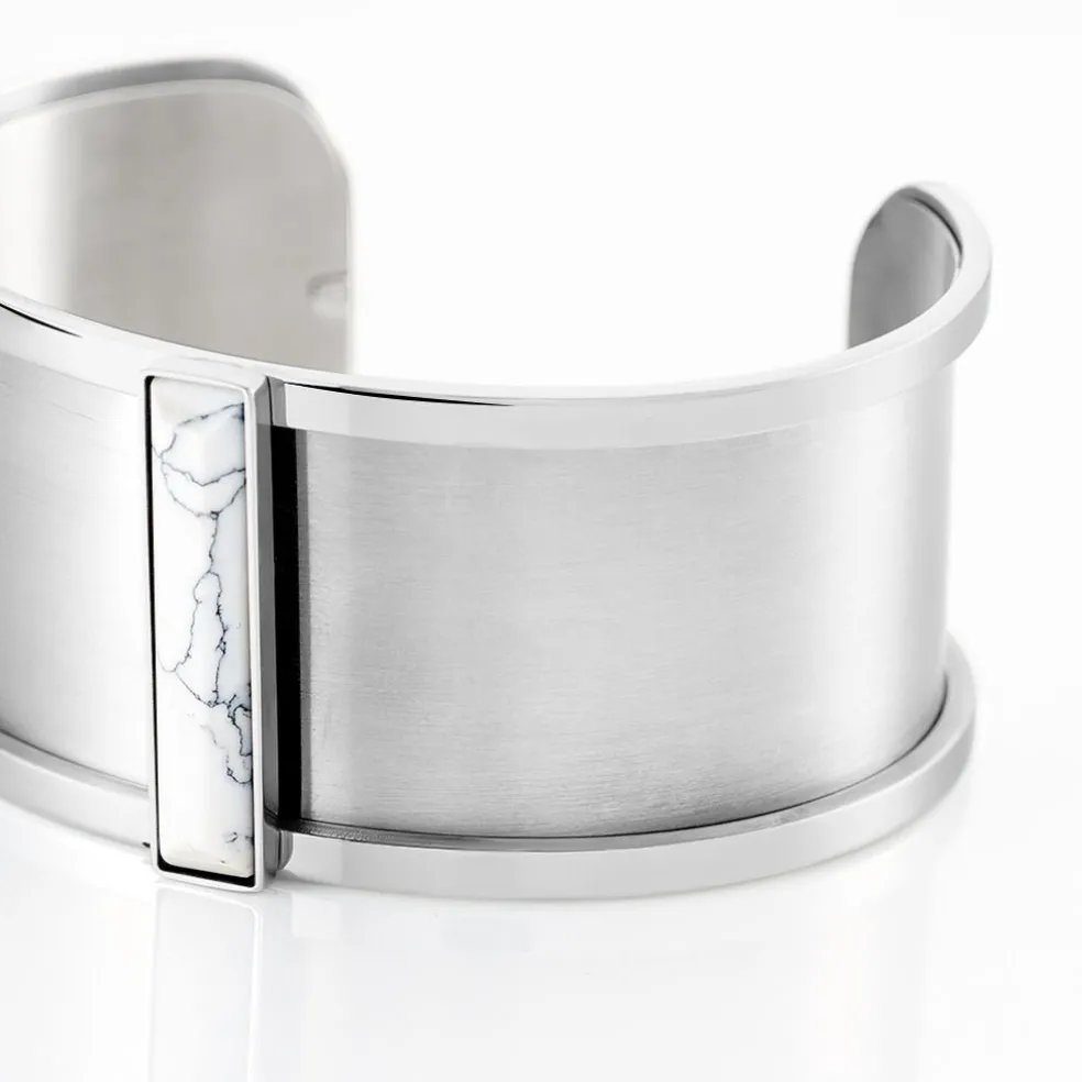 Bracelet Jonc Melvyna Acier Blanc Pierre De Synthese