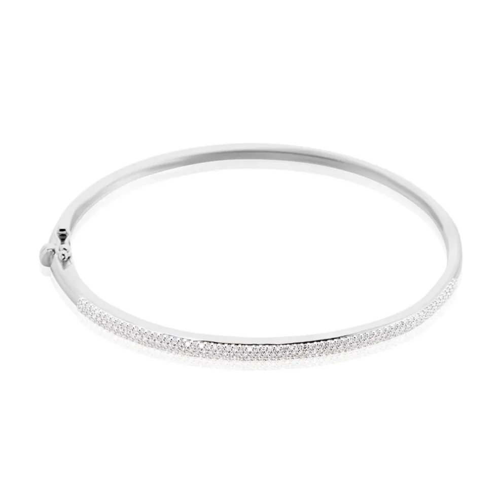 Bracelet Jonc Posie Or Blanc Diamant