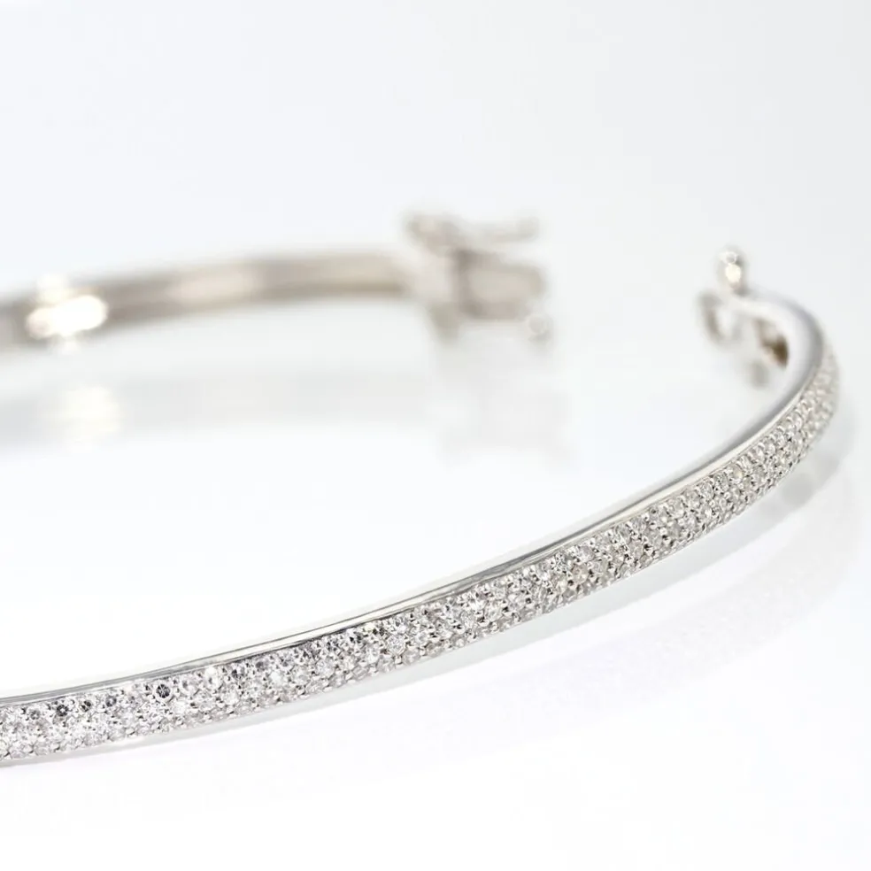 Bracelet Jonc Posie Or Blanc Diamant