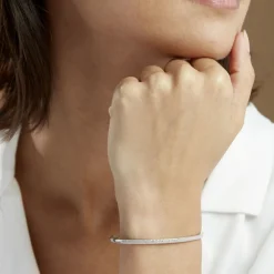 Bracelet Jonc Posie Or Blanc Diamant