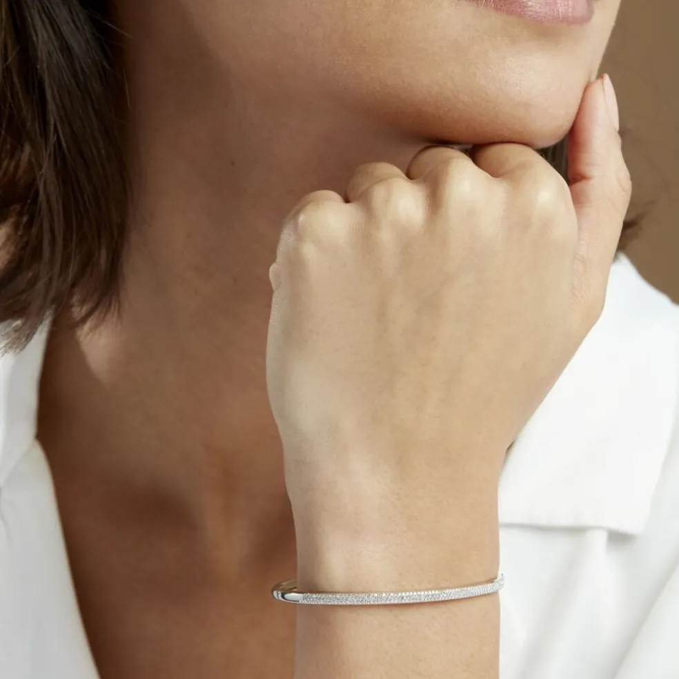 Bracelet Jonc Posie Or Blanc Diamant