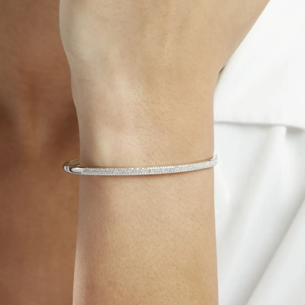 Bracelet Jonc Posie Or Blanc Diamant