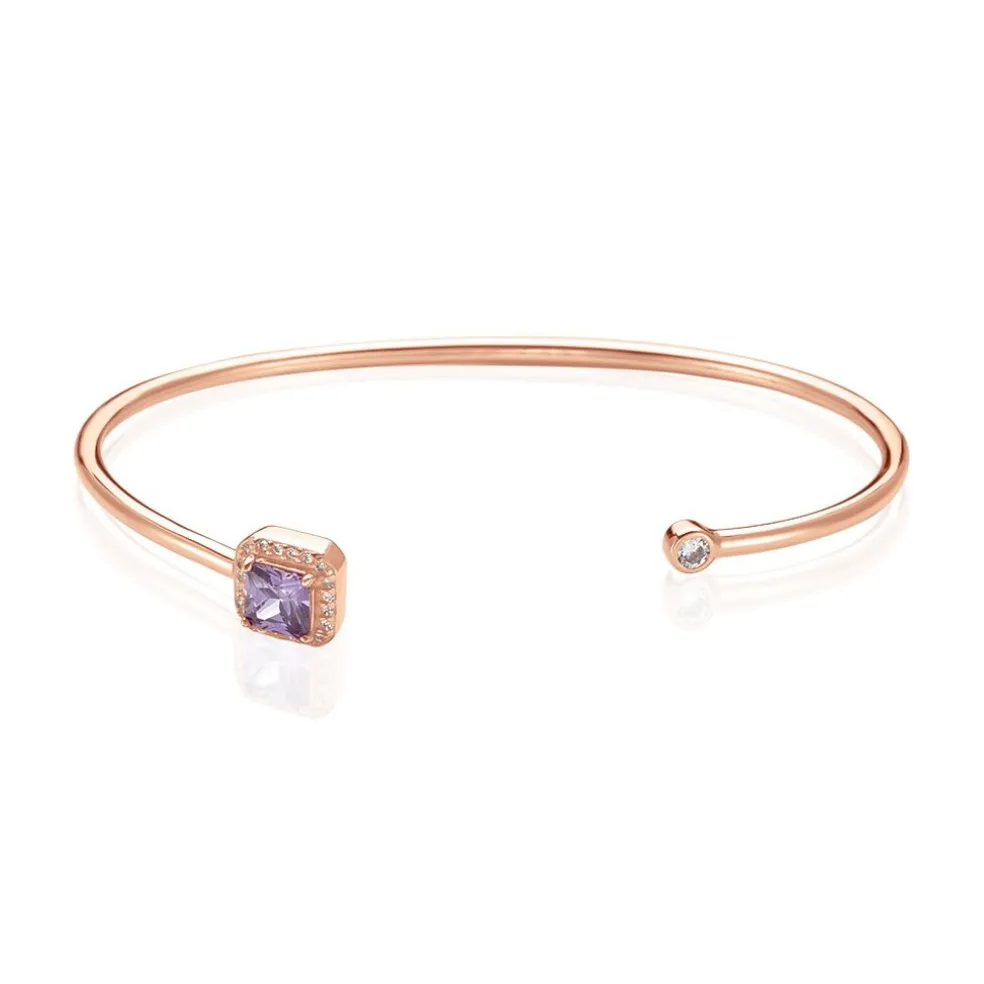 Bracelet Jonc Purple Mood Argent Rose Oxyde De Zirconium