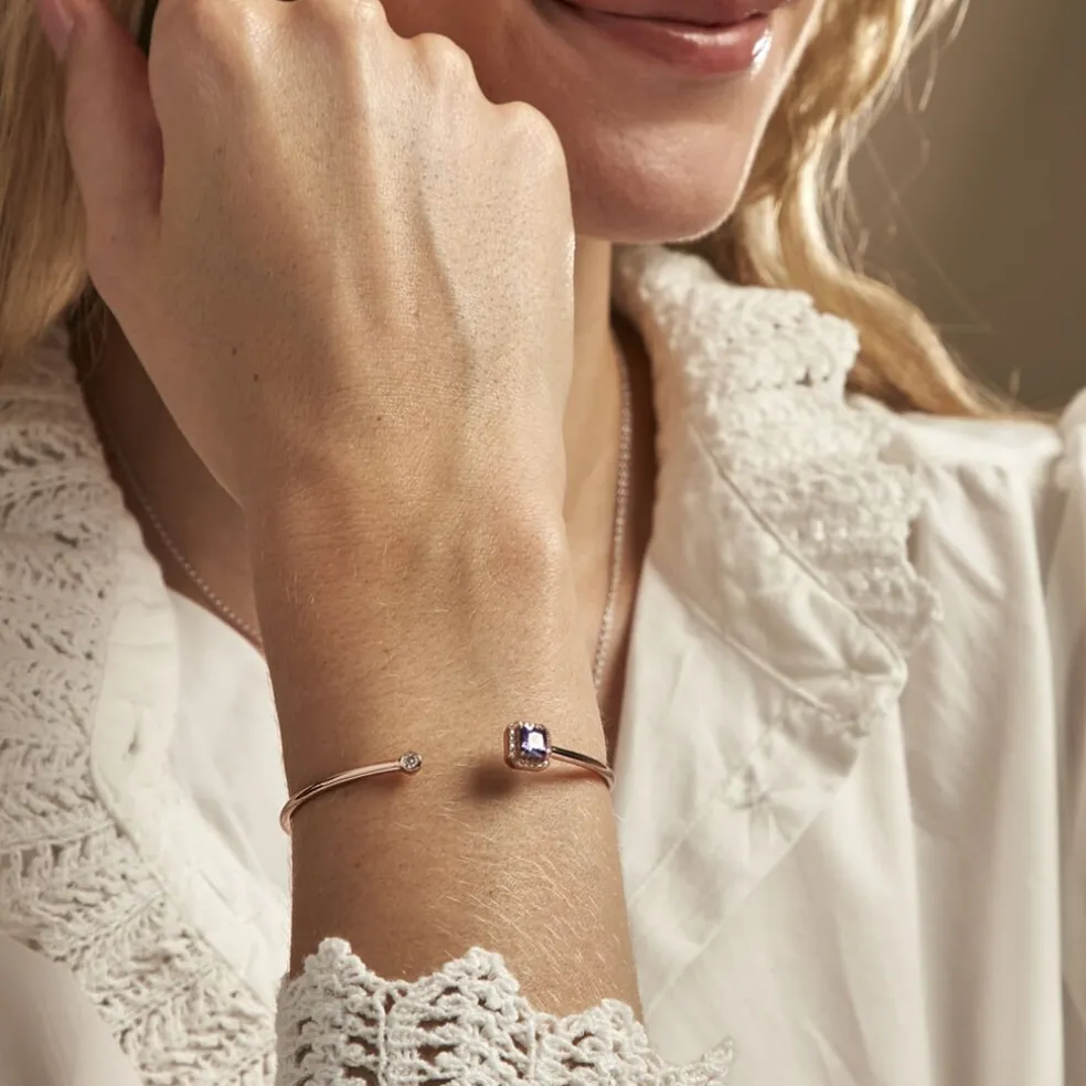 Bracelet Jonc Purple Mood Argent Rose Oxyde De Zirconium