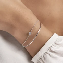 Bracelet Jonc Ruth Argent Blanc Oxyde De Zirconium