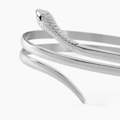 Bracelet Jonc Solitaae Argent Blanc