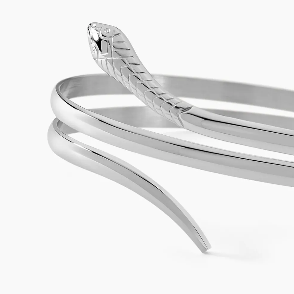 Bracelet Jonc Solitaae Argent Blanc