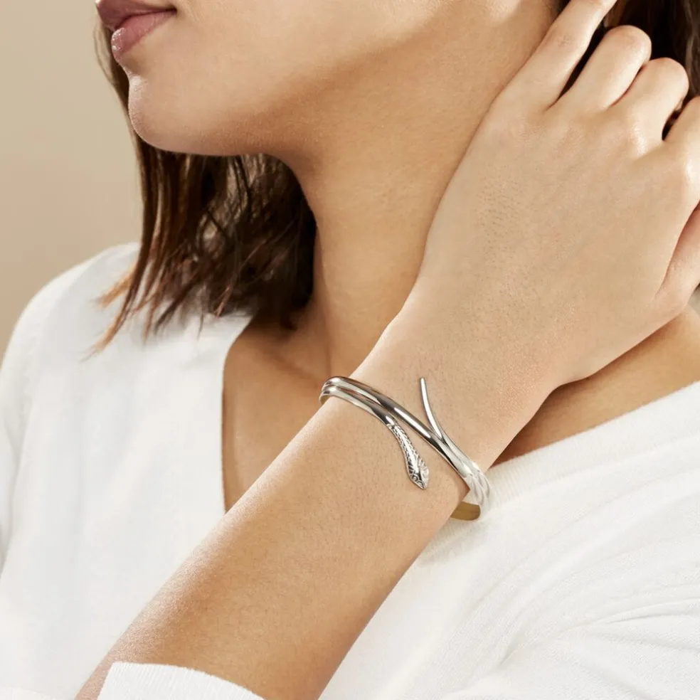 Bracelet Jonc Solitaae Argent Blanc