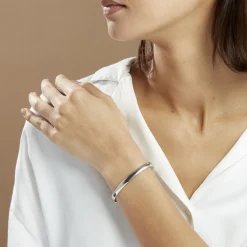 Bracelet Jonc Thaira Argent Blanc