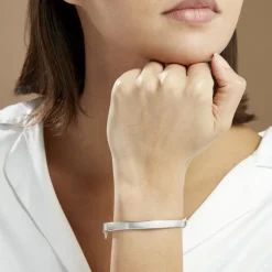 Bracelet Jonc Thaira Argent Blanc