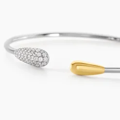 Bracelet Jonc Tiwa Argent Bicolore Oxyde De Zirconium