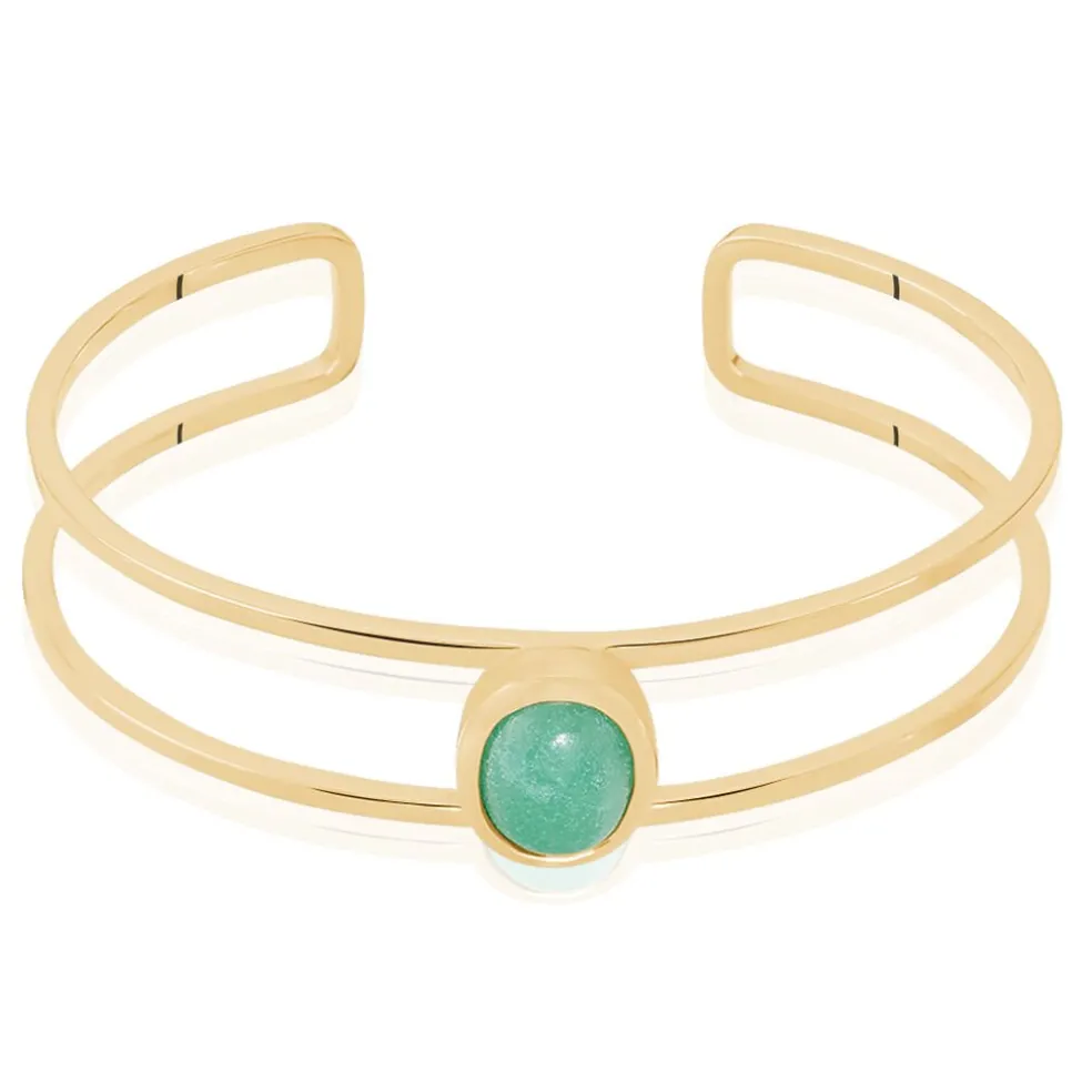 Bracelet Jonc Veina Plaqué Or Jaune Aventurine