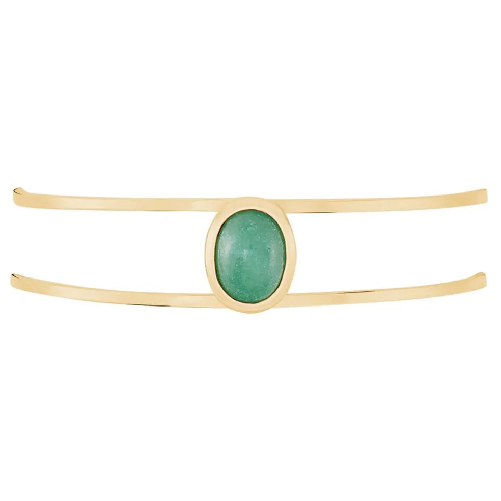 Bracelet Jonc Veina Plaqué Or Jaune Aventurine