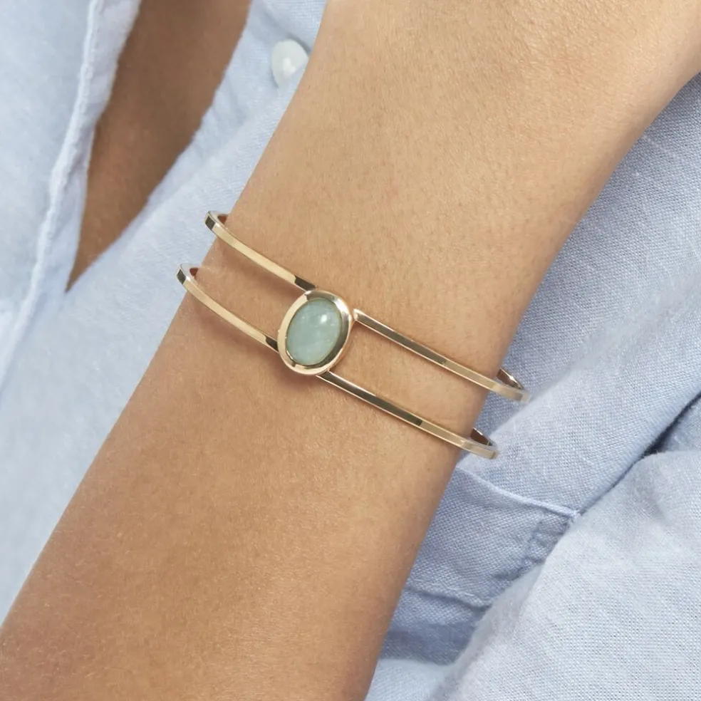 Bracelet Jonc Veina Plaqué Or Jaune Aventurine