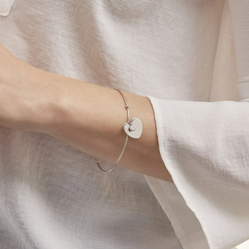 Bracelet Jonc Ylla Argent Blanc Oxyde De Zirconium