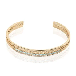 Bracelet Jonc Zoila Plaqué Or Pierre De Synthese Et Oxyde