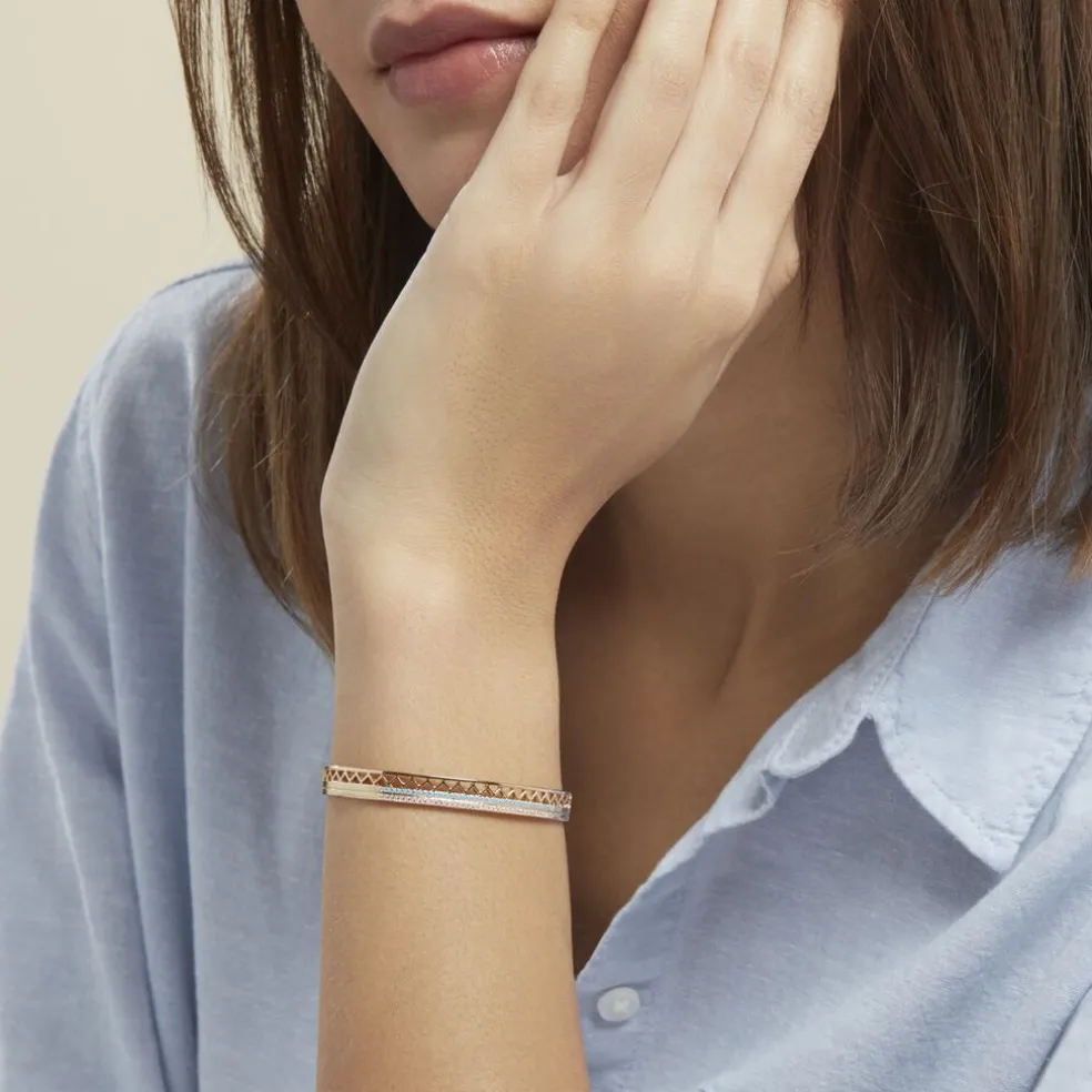 Bracelet Jonc Zoila Plaqué Or Pierre De Synthese Et Oxyde