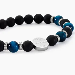Bracelet Jourdan Homme 1921 Acier Blanc 艙il De Tigre Onyx