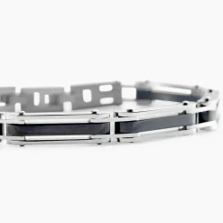 Bracelet Jourdan Homme El Castillo Acier Bicolore Noir Et Blanc