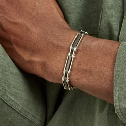 Bracelet Jourdan Homme El Castillo Acier Bicolore Noir Et Blanc