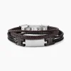 Bracelet Jourdan Thasos Cuir Noir Et Marron