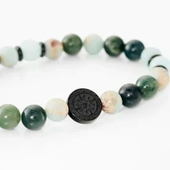 Bracelet Jourdan Yasur Acier Noir Quartz Amazonite