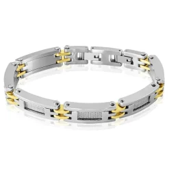Bracelet Jourdan Zephir Acier Bicolore Dore / Blanc