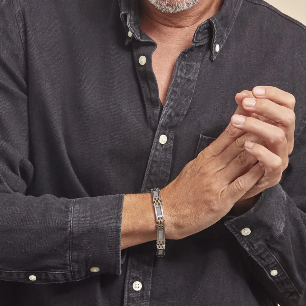 Bracelet Jourdan Zephir Acier Bicolore Dore / Blanc