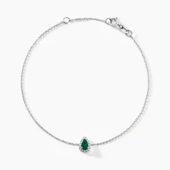 Bracelet Juliettina Or Blanc Emeraude Et Diamant