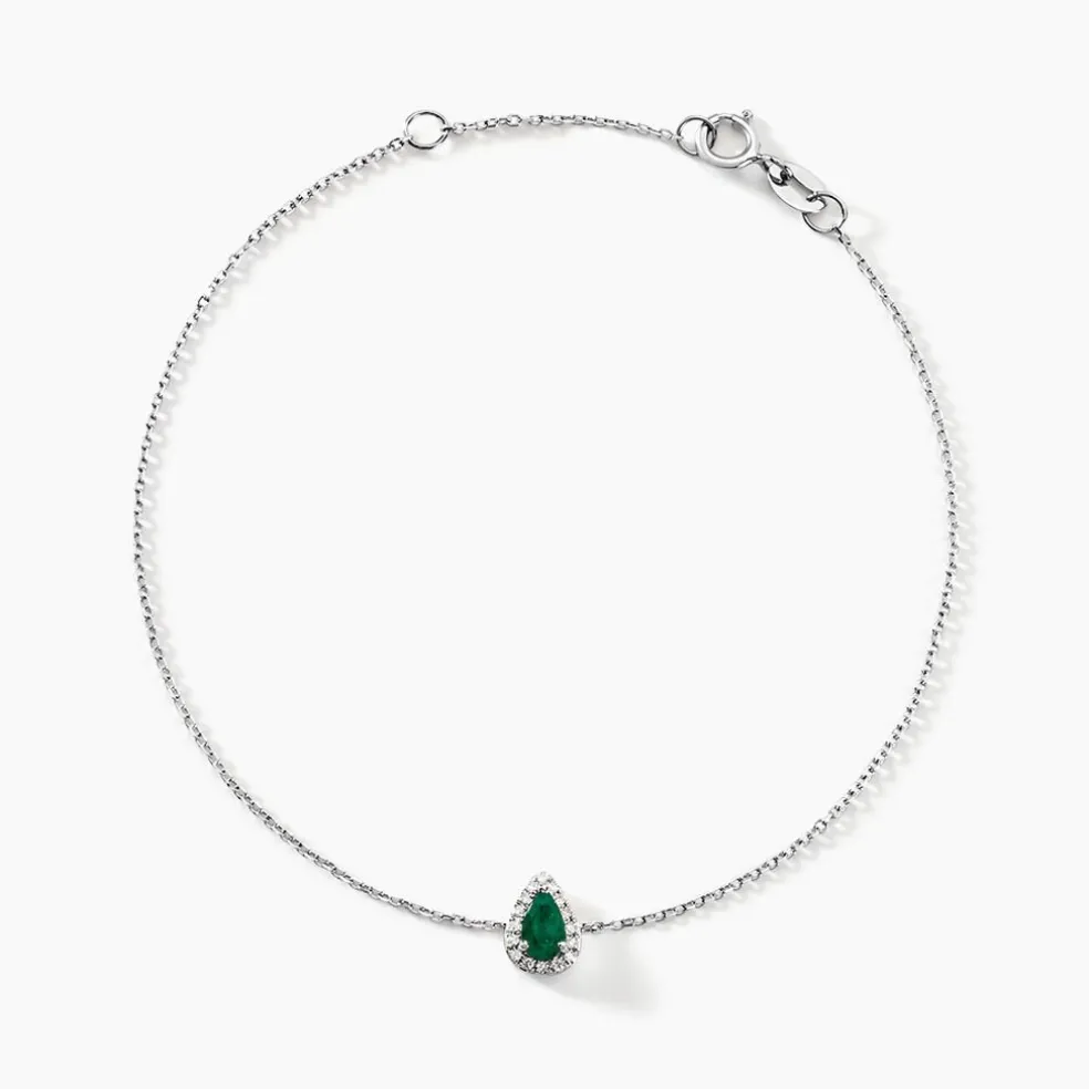 Bracelet Juliettina Or Blanc Emeraude Et Diamant