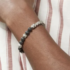 Bracelet Kiyo Acier Blanc Pierre De Lave