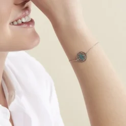 Bracelet Krysia Argent Blanc Email Turquoise