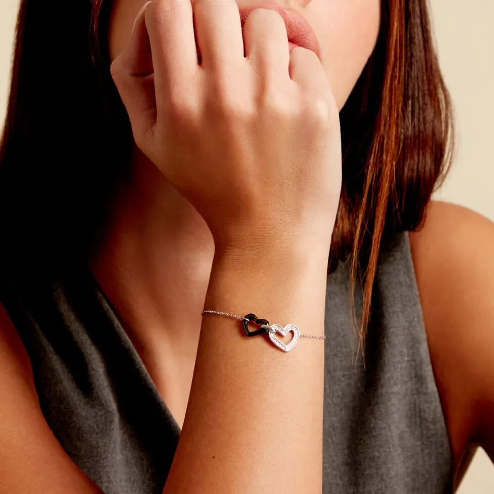Bracelet Lineth Argent Blanc Céramique Oxyde De Zirconium