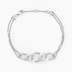 Bracelet Link Argent Blanc Céramique Et Oxyde De Zirconium