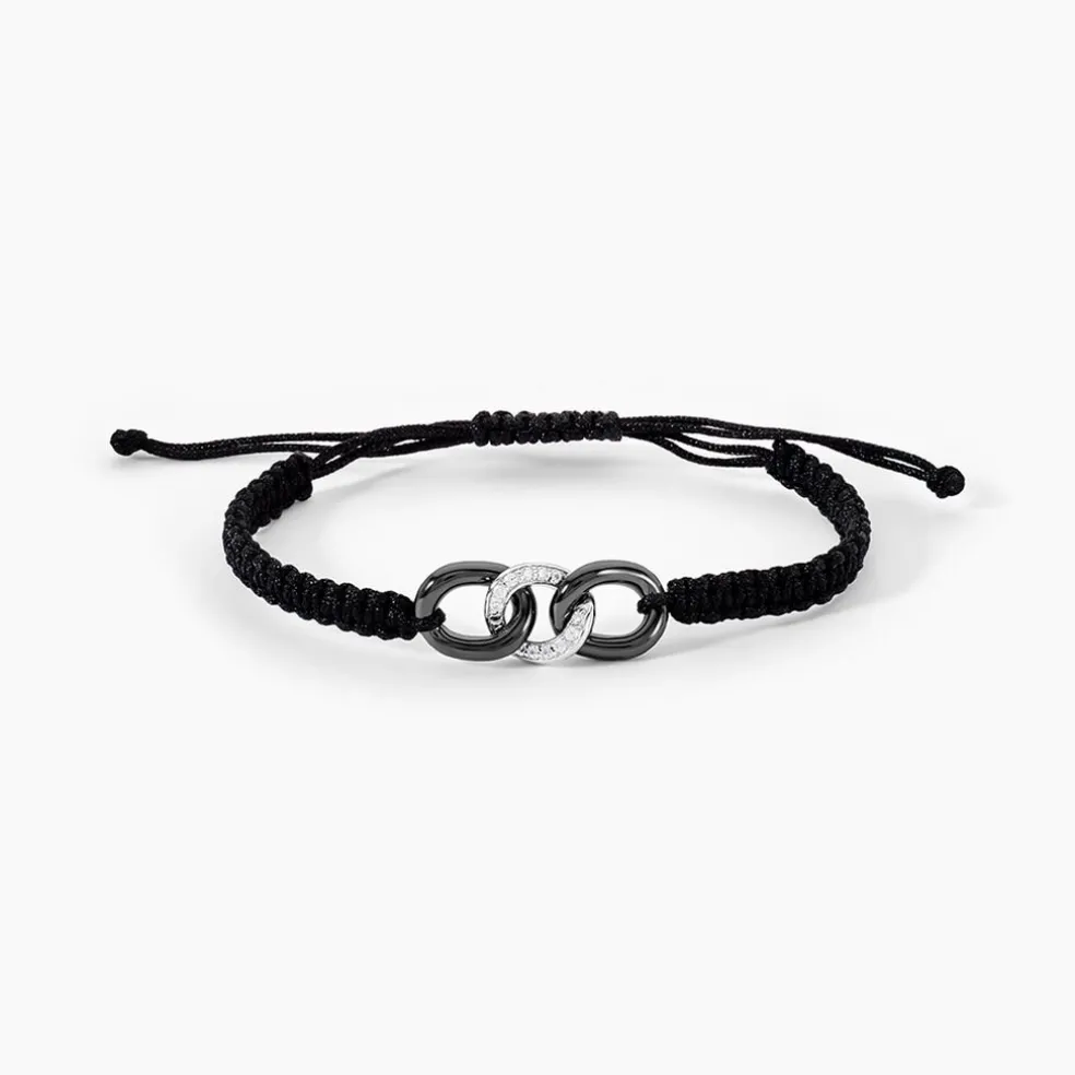 Bracelet Link Argent Blanc Oxyde De Zirconium Et Céramique