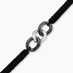 Bracelet Link Argent Blanc Oxyde De Zirconium Et Céramique