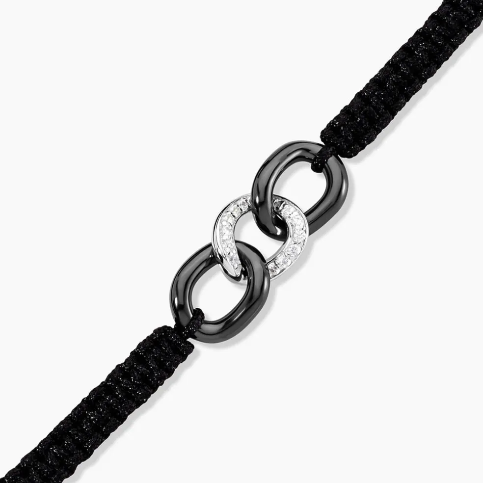Bracelet Link Argent Blanc Oxyde De Zirconium Et Céramique