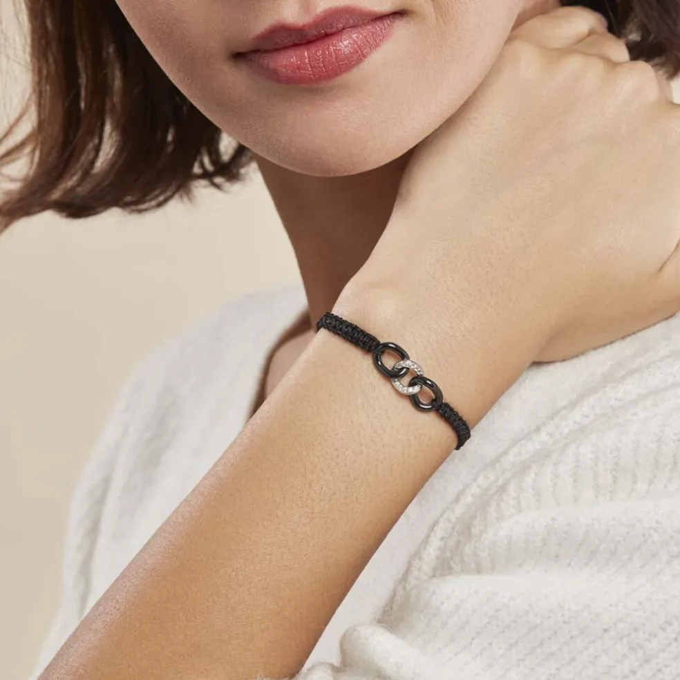 Bracelet Link Argent Blanc Oxyde De Zirconium Et Céramique