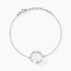 Bracelet Lua Argent Blanc Oxyde De Zirconium Perle De Culture