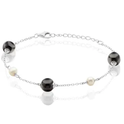 Bracelet Lucia Cera Argent Blanc Perle De Culture Et Céramique