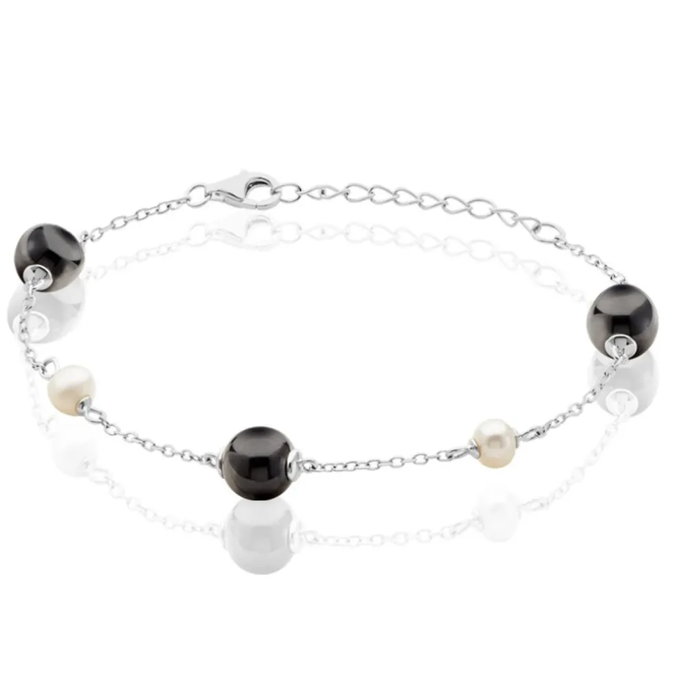 Bracelet Lucia Cera Argent Blanc Perle De Culture Et Céramique