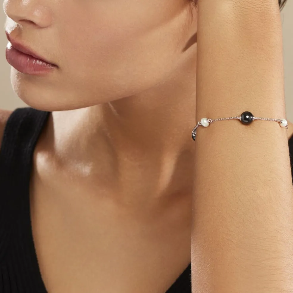 Bracelet Lucia Cera Argent Blanc Perle De Culture Et Céramique