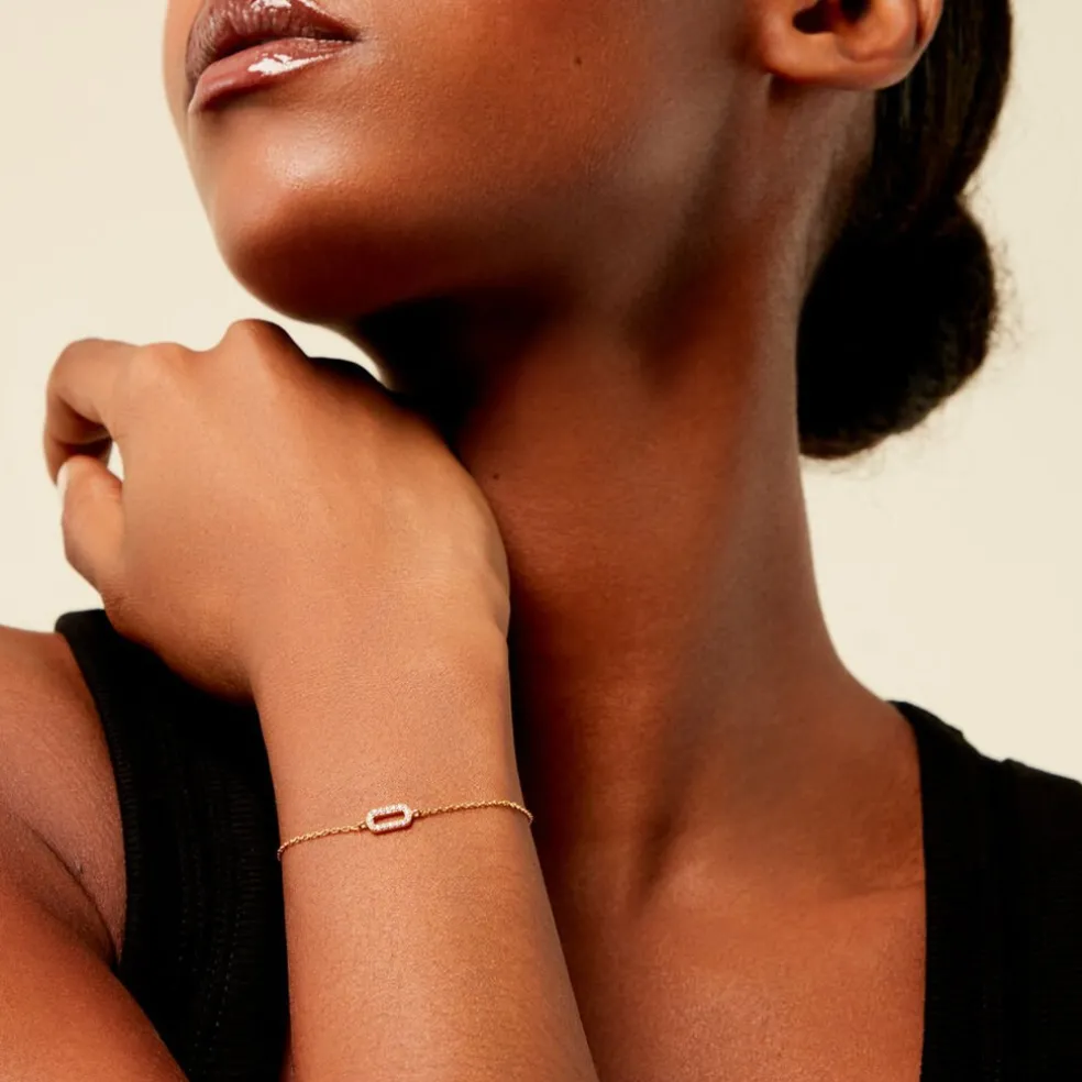 Bracelet Lueur Plaqué Or Jaune Oxyde De Zirconium