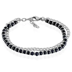 Bracelet Magalos Acier Blanc Onyx