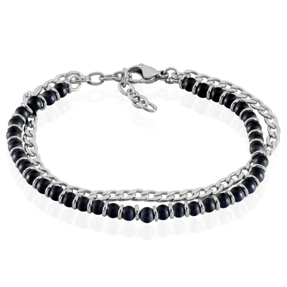 Bracelet Magalos Acier Blanc Onyx
