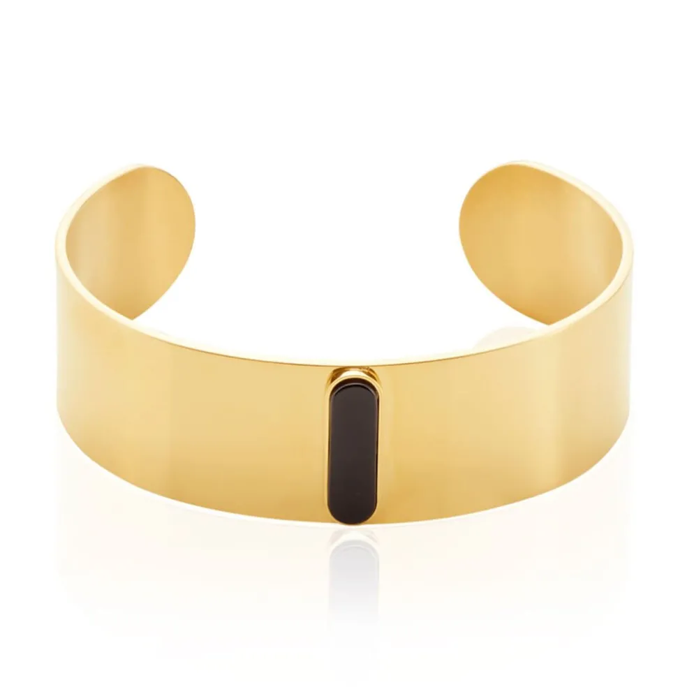 Bracelet Manchette Acier Doré Volcanus Agate