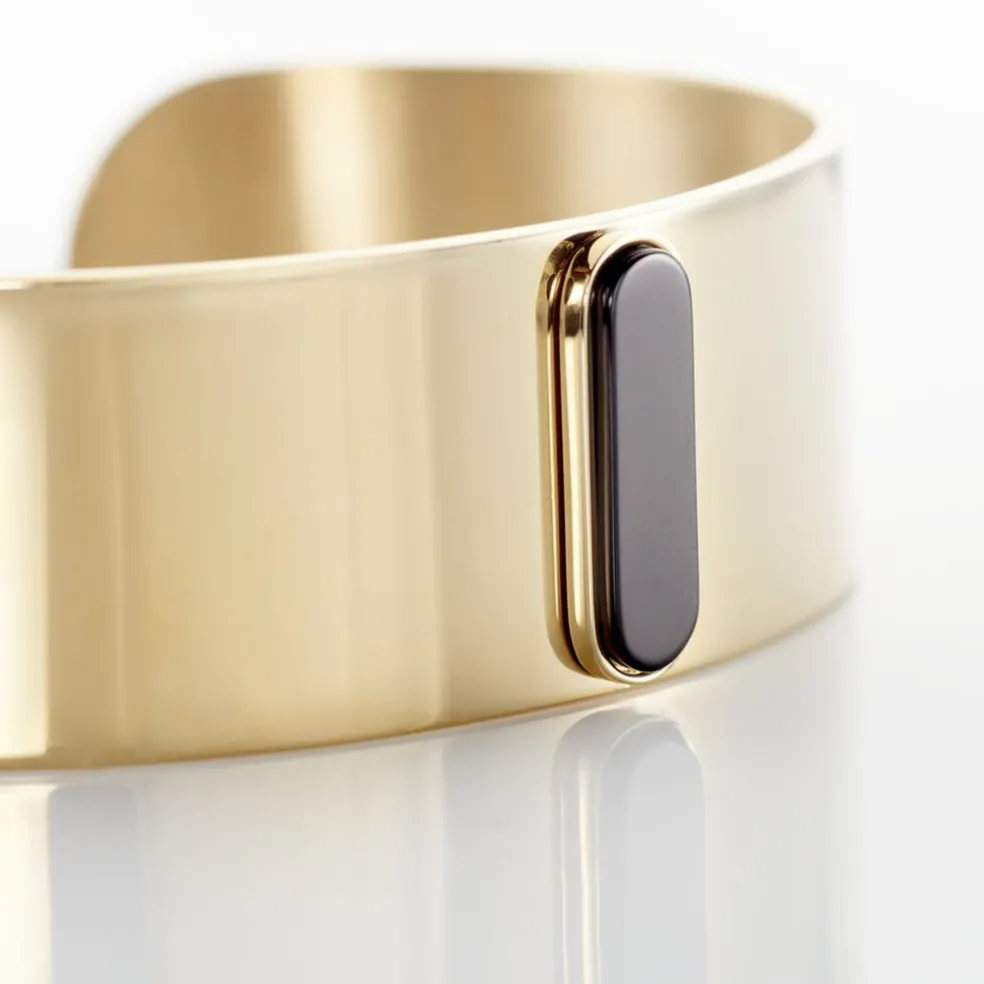 Bracelet Manchette Acier Doré Volcanus Agate